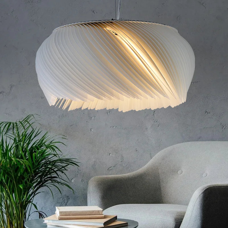 Modern Pendant Light Spiral Acrylic Shade - Product showcase