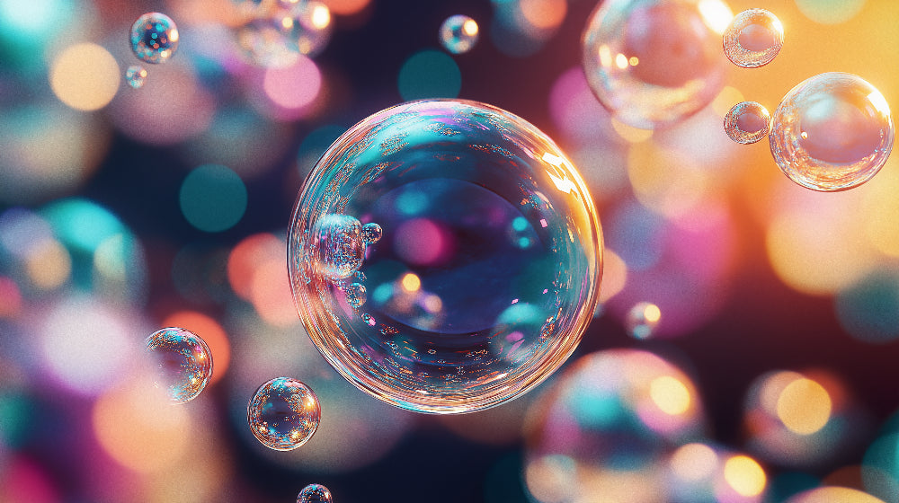 Iridescent bubble wallpaper design file showing detailed pink and blue bubble pattern