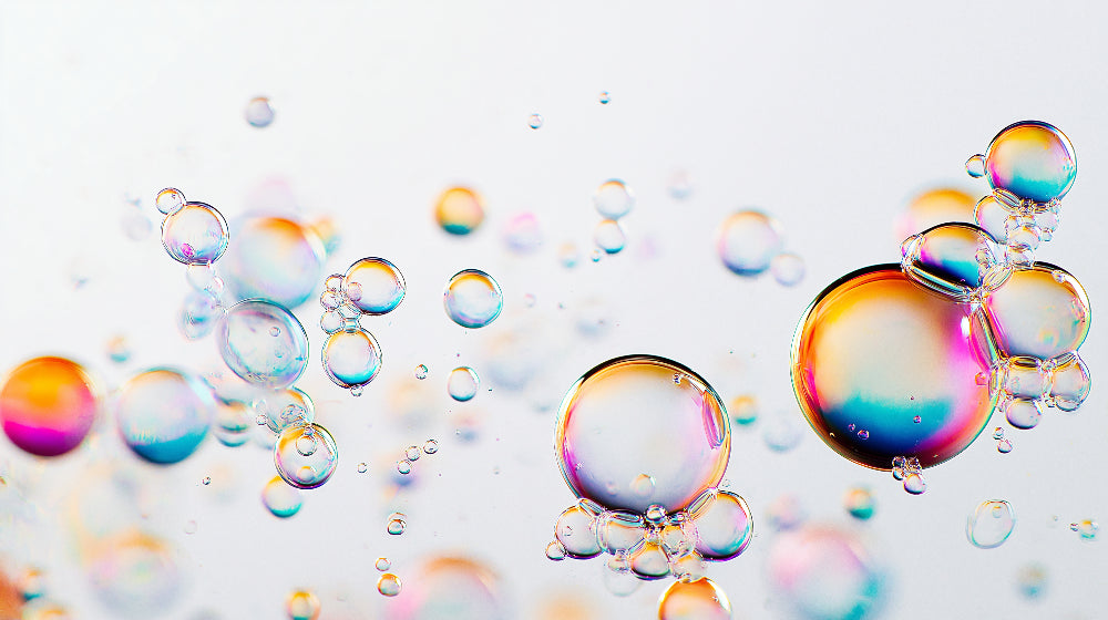 Rainbow bubble wallpaper design file showing floating spheres with iridescent effects