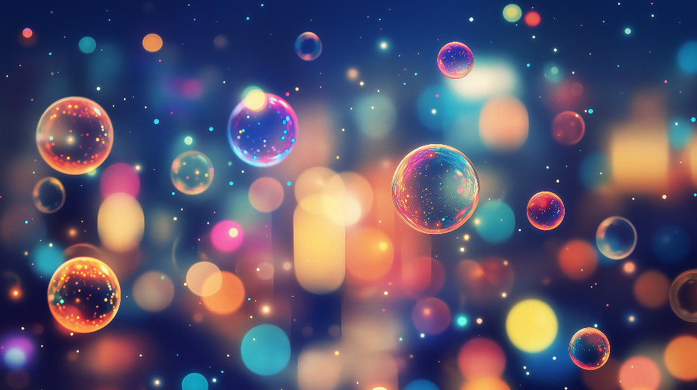 Magical night sky bubble wallpaper design file showing floating spheres and starlight pattern