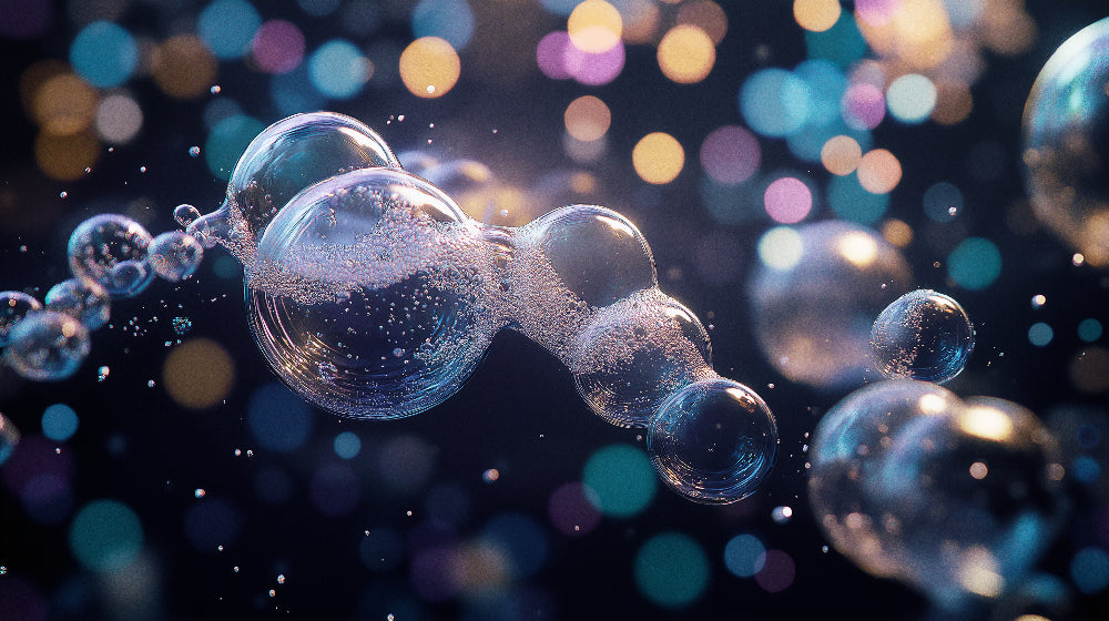 Floating bubbles design file with ethereal bokeh light pattern