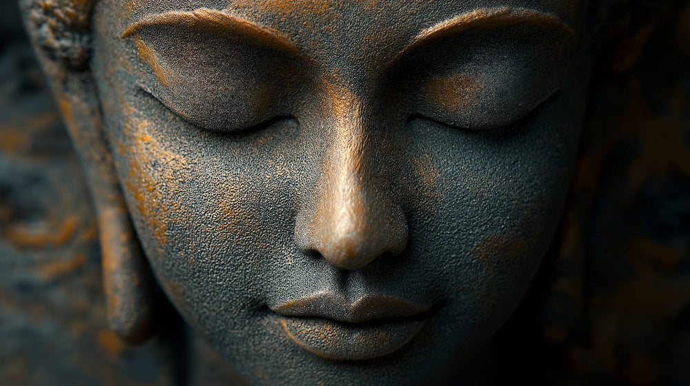 Buddha wall mural design file showing detailed bronze texture and meditation art pattern