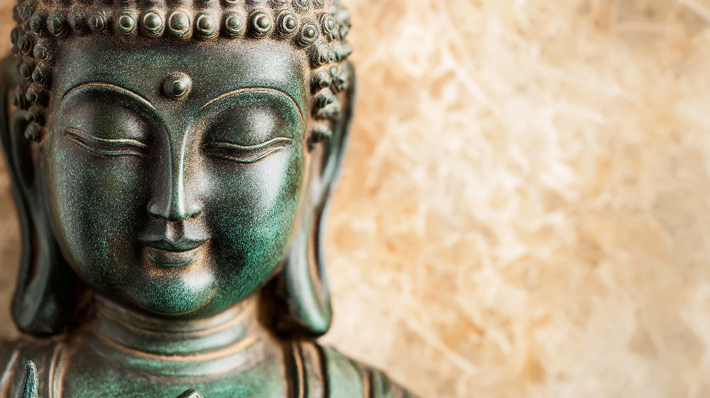 Bronze Buddha wall design pattern file showing detailed emerald and verdigris patina textures