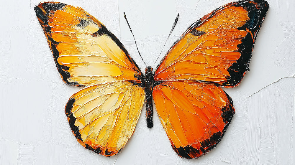 Orange Butterfly Wall Mural design file showing detailed 3D textured pattern with rich color gradients