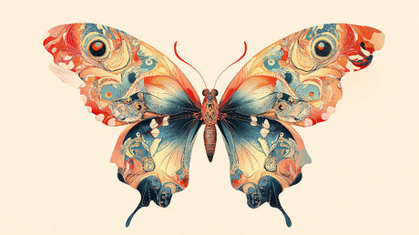 Abstract Butterfly wallpaper design file showing orange and blue artistic pattern