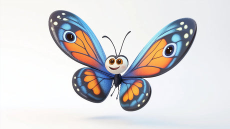 Butterfly wallpaper design file showing vibrant blue and orange pattern with white background