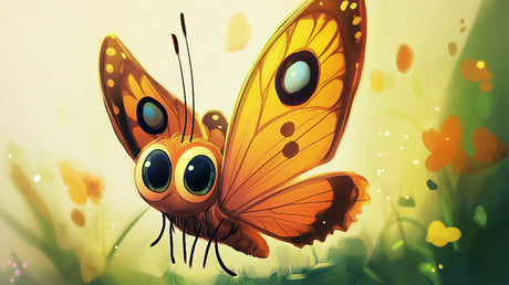 Butterfly Wallpaper design file showing detailed orange wing patterns and friendly character features