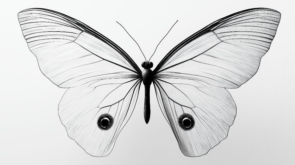 Black and white butterfly wallpaper design file showing detailed line art pattern