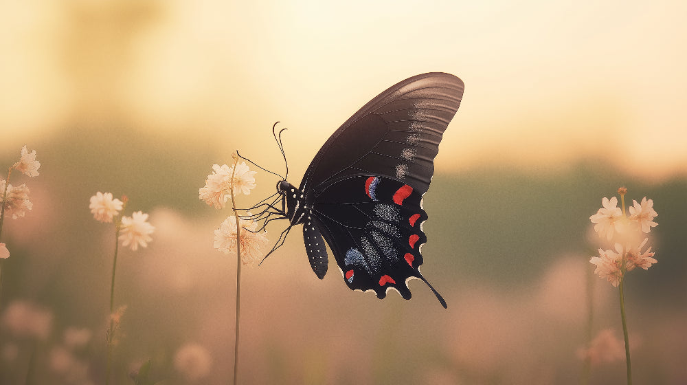 Black Swallowtail butterfly design file showing detailed wing patterns and delicate blooms
