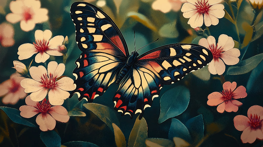 Monarch Butterfly Wallpaper design file showing intricate wing patterns and floral details