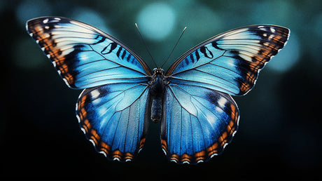 Butterfly wall mural design file showing detailed iridescent blue wings pattern