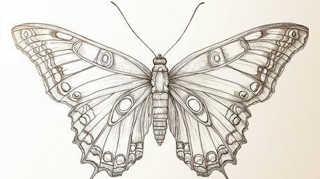 Butterfly line art wallpaper design file showing intricate black and white illustration pattern