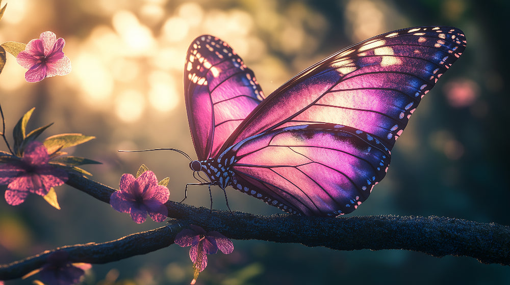 Butterfly Wallpaper design file showing detailed purple wings against sunset backdrop