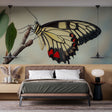 Butterfly wall mural creating a peaceful atmosphere in a bright living room with modern furniture