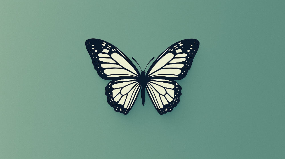 Minimalist butterfly wallpaper design file showing detailed black and white pattern