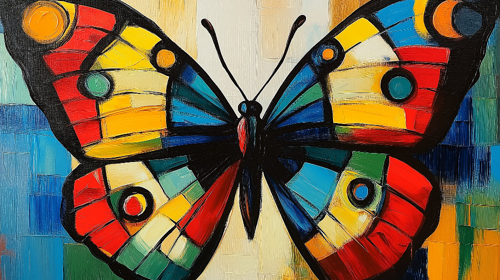 Abstract butterfly wallpaper design file showing geometric pattern and vibrant color palette