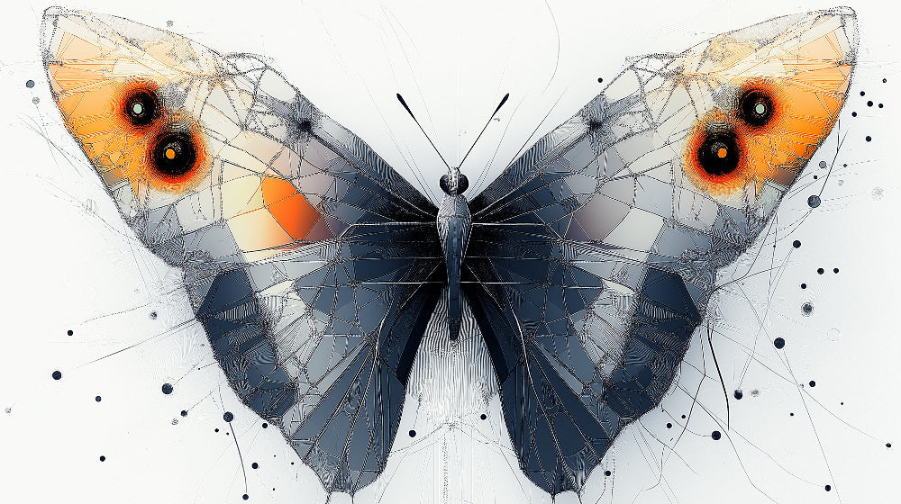 Geometric butterfly wallpaper design file showing intricate pattern and color details