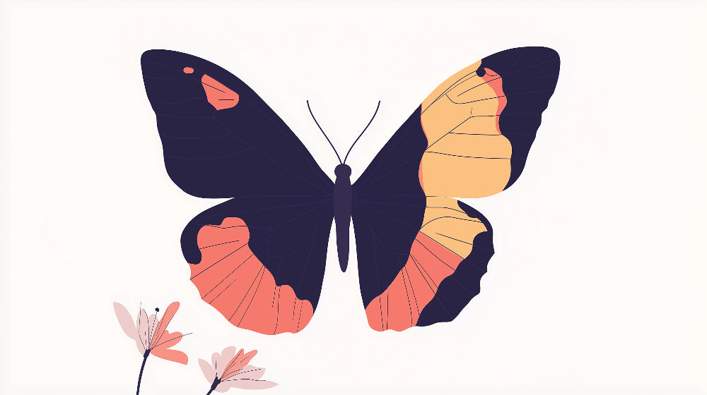 Butterfly Wall Mural design file showing detailed navy and coral pattern on white background