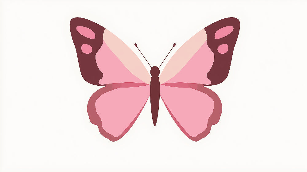 Pink geometric butterfly design file showing detailed pattern and color gradients