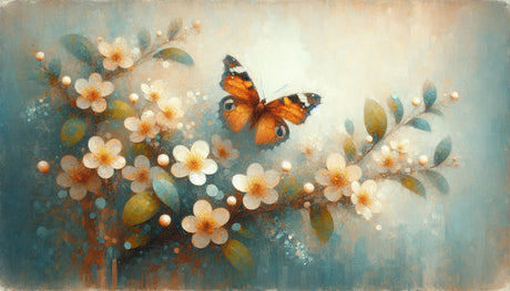 Orange butterfly and cherry blossom design file showing intricate pattern details and watercolor effects