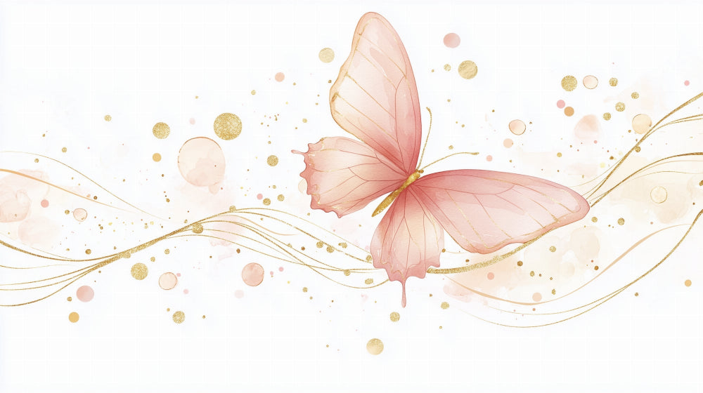 Butterfly wallpaper design file showing detailed pink and gold watercolor pattern