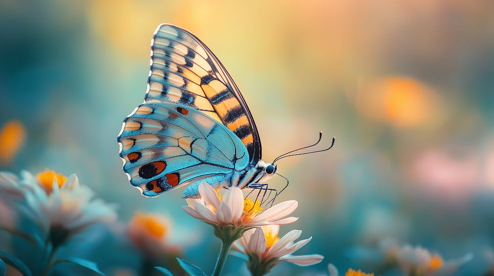 Turquoise and gold butterfly wallpaper design file showing intricate wing pattern details