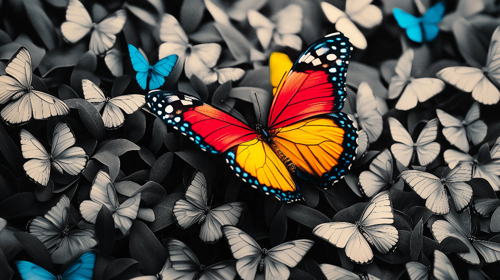 Monarch Butterfly Wallpaper design file showing detailed pattern with vibrant colors on monochrome background
