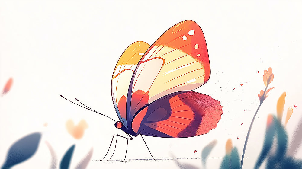 Orange and yellow butterfly wall mural design file showing detailed pattern and rich colors