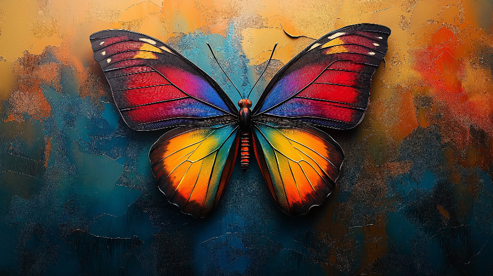 Vibrant butterfly wallpaper design file showing detailed wing patterns and rainbow colors