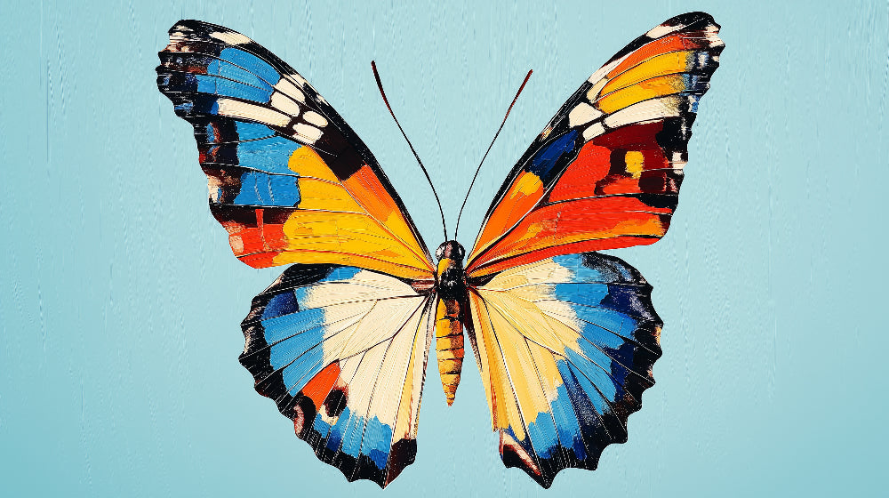 Butterfly Wall Mural design file showing detailed wing patterns on turquoise background