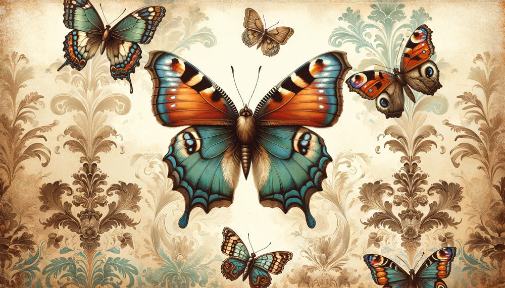 Vintage Butterfly Art Deco design file with detailed pattern and rich color palette