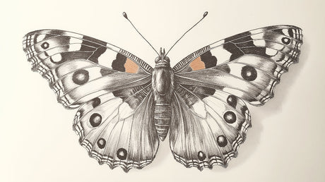 Monochrome butterfly design file showing detailed vintage illustration pattern