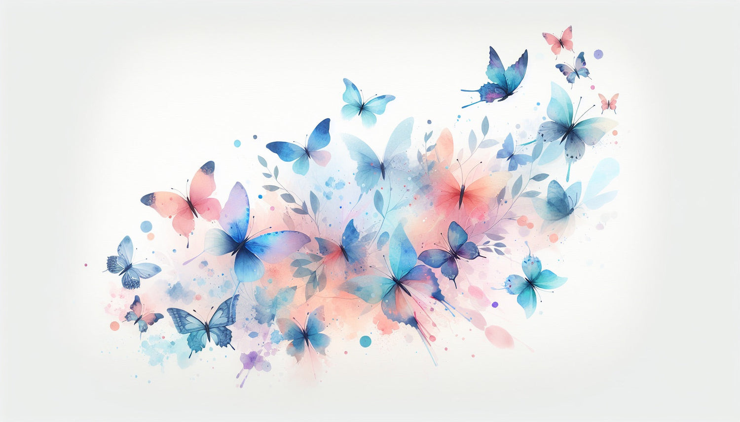Watercolor butterfly wallpaper design file showing delicate wing details and soft color transitions
