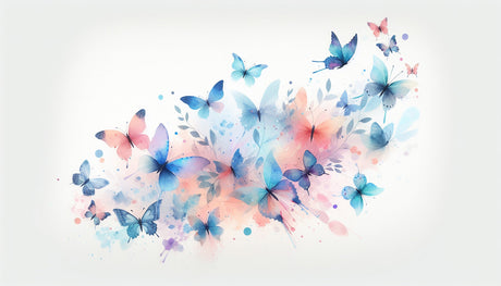 Watercolor butterfly wallpaper design file showing delicate wing details and soft color transitions