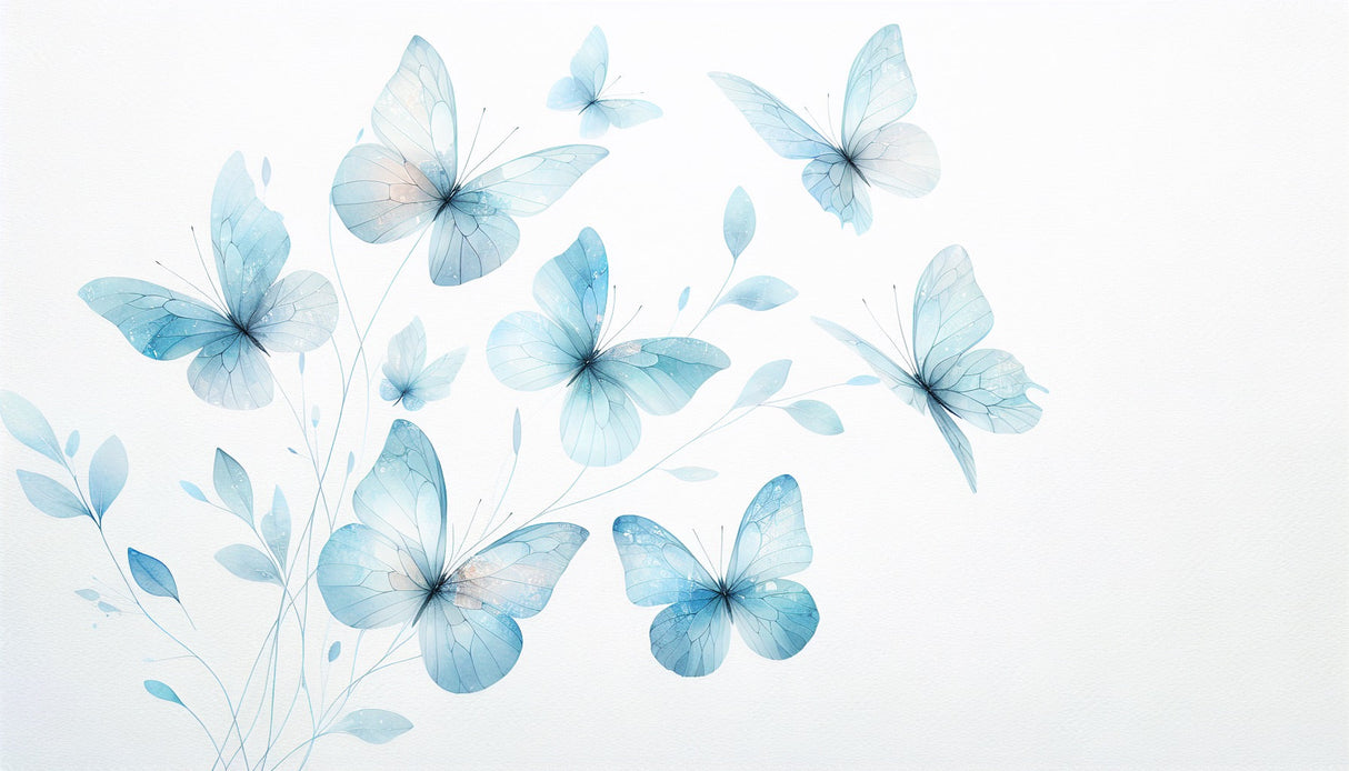 Watercolor blue butterfly wallpaper design file showing delicate wing pattern details
