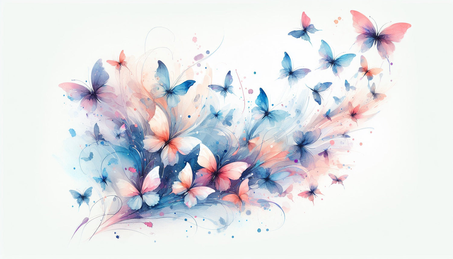 Watercolor butterfly wallpaper design file showing detailed pink and blue pattern on white background