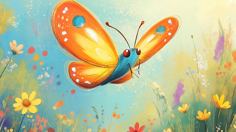 Butterfly garden wallpaper design file showing detailed pattern with orange and turquoise wings