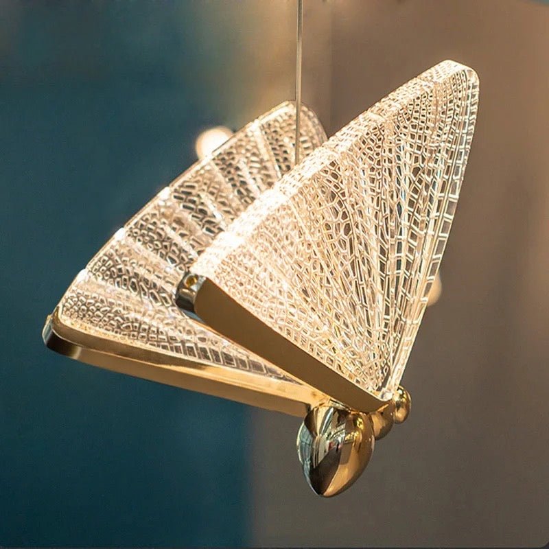 Butterfly LED Pendant Light Crystal-Cut Wing Design - Detailed view
