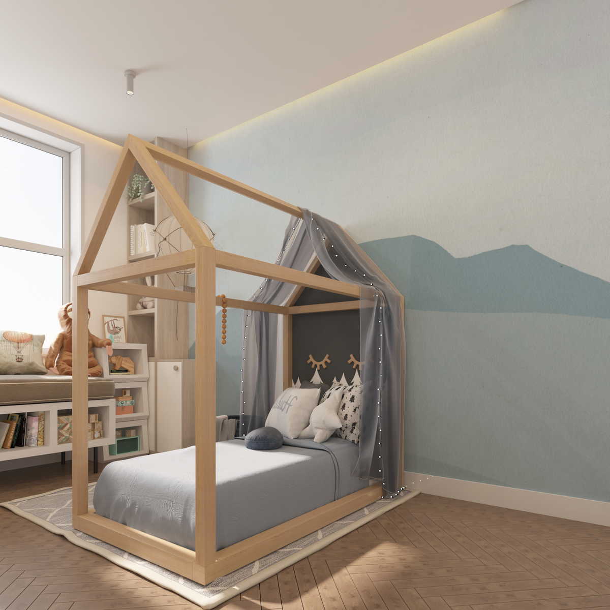 Mountain Mural Wallpaper | Minimalist Blue Design