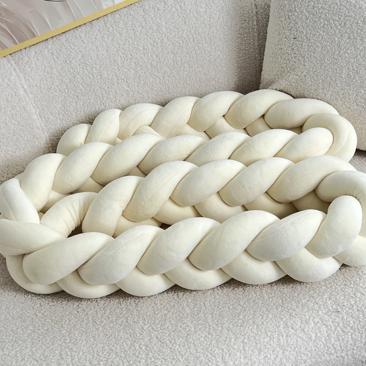Braided Floor Cushion Chunky Knit Design in Cream - Product detail 7