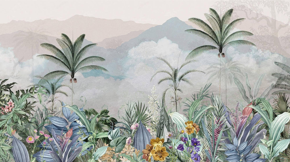 Tropisk Tapet | Bjergparadis med Eksotisk Flora