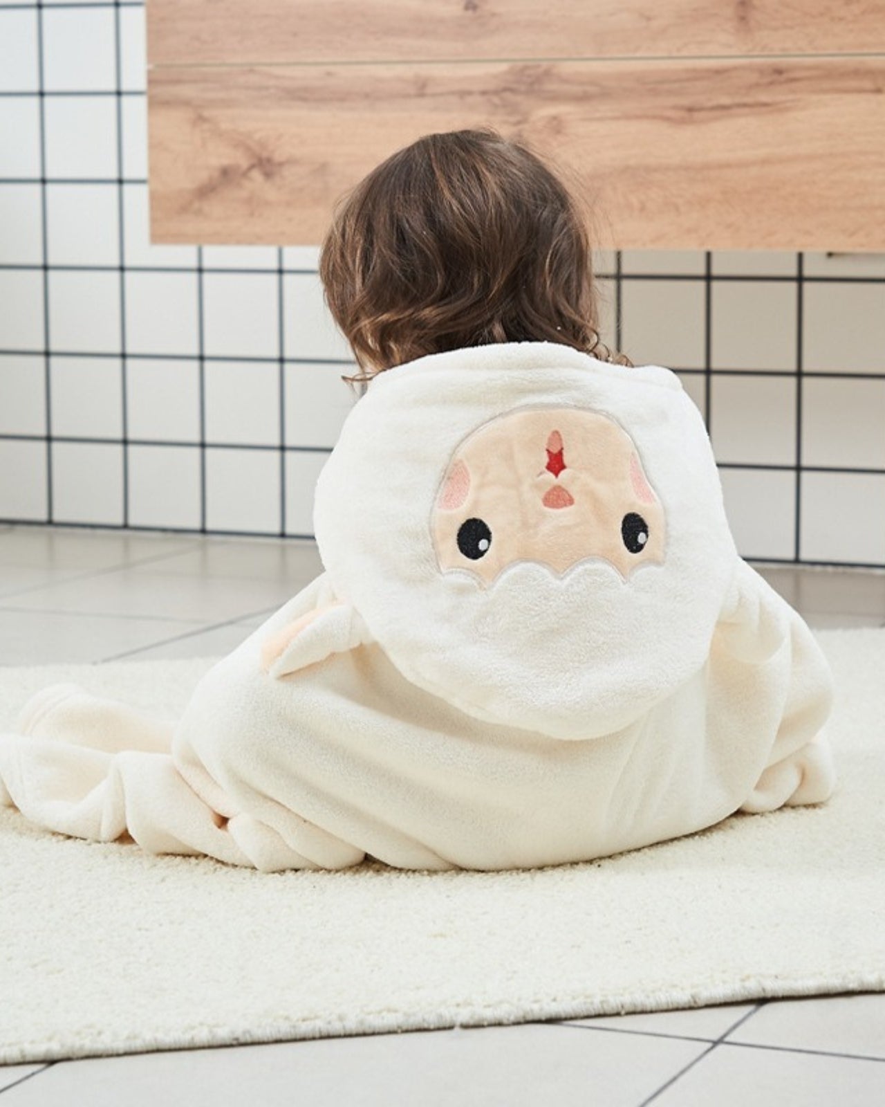 Kids Hooded Bath Towel  White Sheep Design - Product showcase