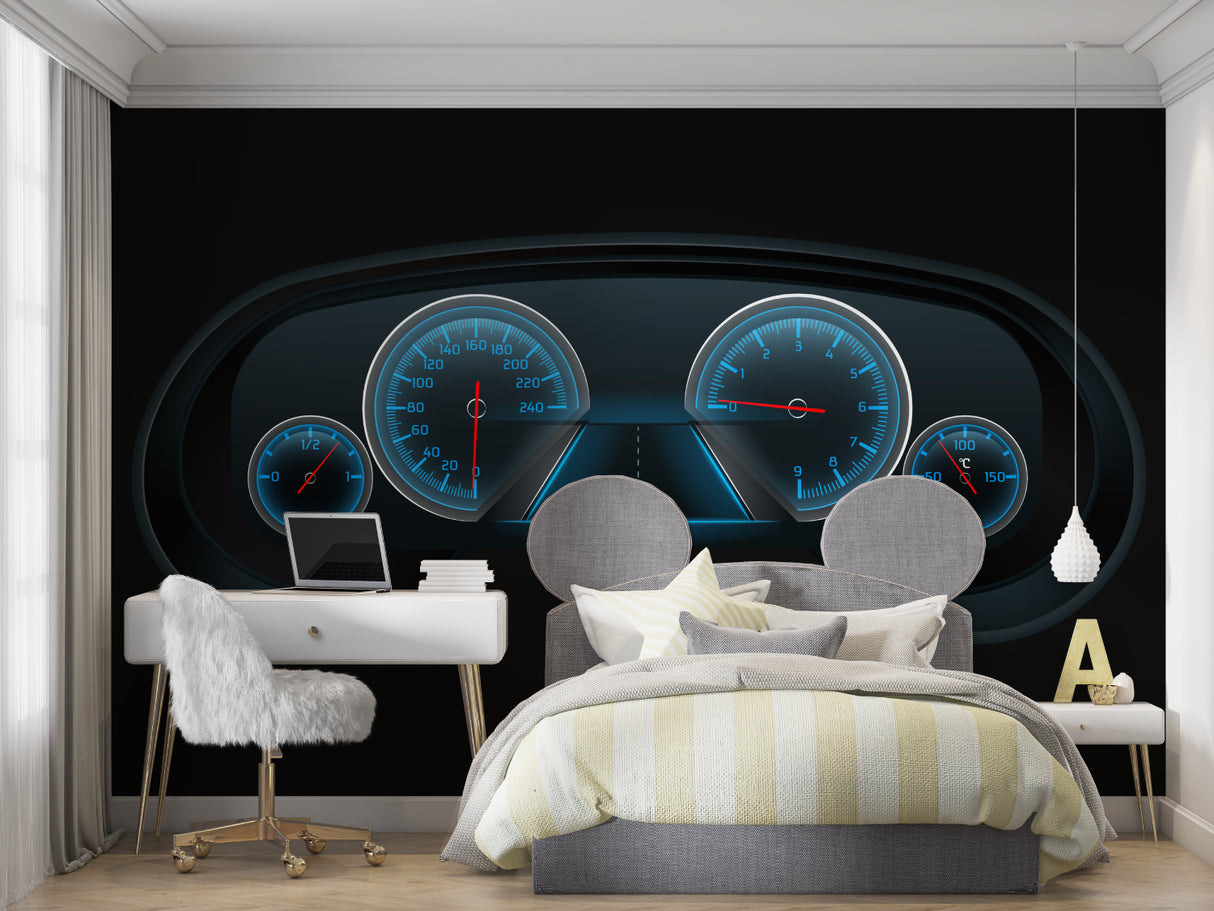 Digital car display wallpaper making statement in modern living room
