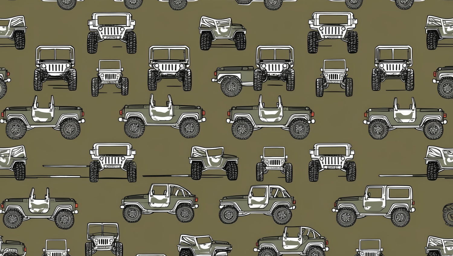 Design file showing full military green off-road vehicle pattern