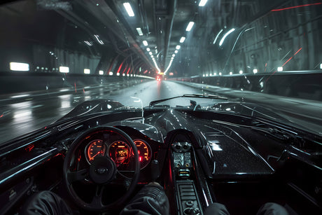 Car dashboard wallpaper design file showing glowing red panels and tunnel lights pattern