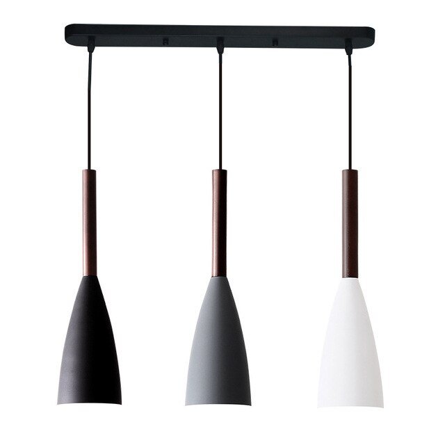Modern Linear Pendant Light Black Metal with Wood Accent - Product detail 7
