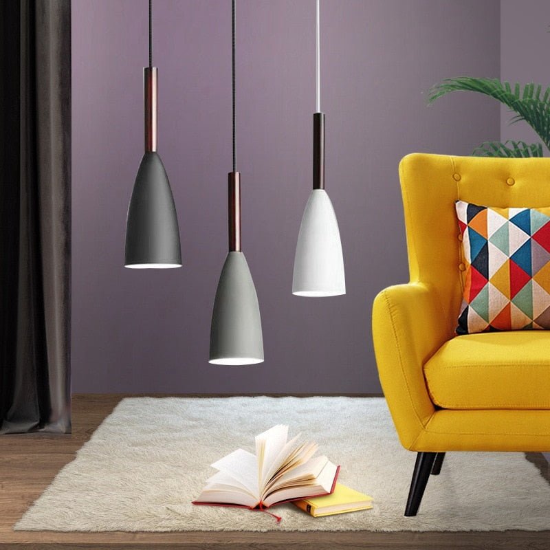 Modern Linear Pendant Light Black Metal with Wood Accent - Product example