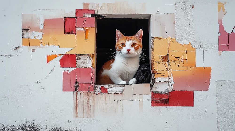 Cat Window Frame Wallpaper design file showing full pattern with geometric details and artistic textures