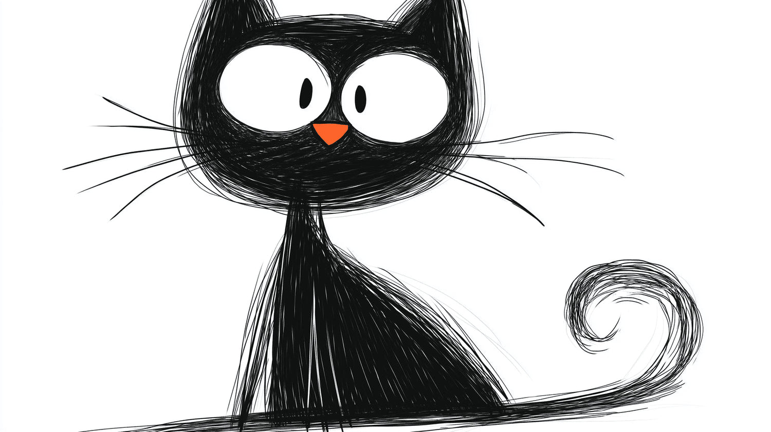Black and white cartoon cat wallpaper design file showing detailed pattern and precise lines