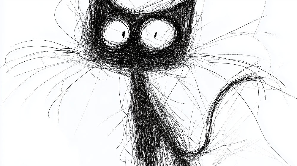 Cat sketch wallpaper design file showing detailed black and white artistic pattern